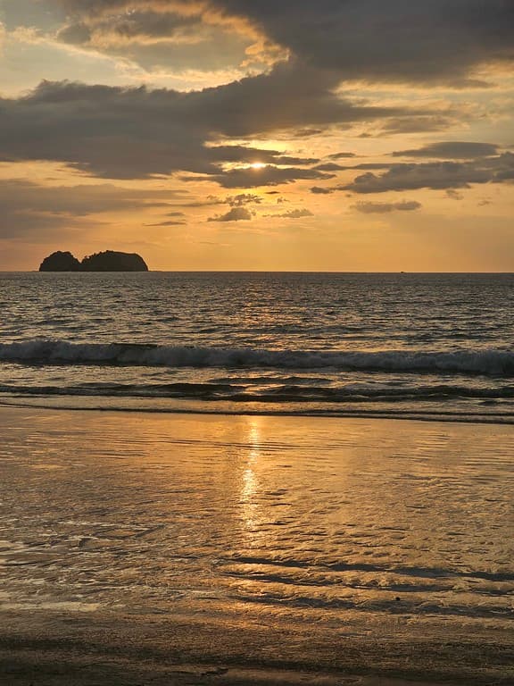 Golden hour on a tropical beach paradise.