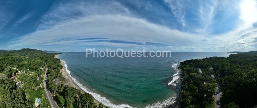 Lush tropical Caribbean Coast of Limon in Costa Rica -aerial views of Cocles, Punta Uva, Playa Chiquita and Manzanillo