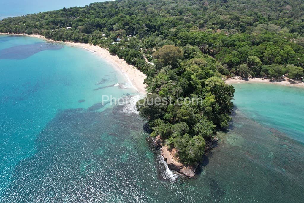 Caribbean Coast of Limon in Costa Rica -aerial views of Cocles, Punta Uva, Playa Chiquita and Puerto Viejo