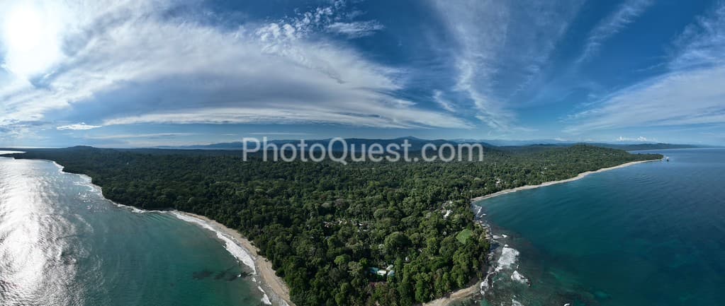 Lush tropical Caribbean Coast of Limon in Costa Rica -aerial views of Cocles, Punta Uva, Playa Chiquita and Manzanillo