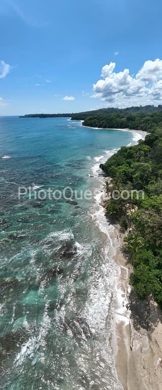 Lush tropical Caribbean Coast of Limon in Costa Rica -aerial views of Cocles, Punta Uva, Playa Chiquita and Manzanillo