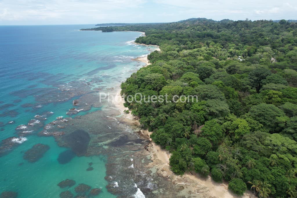 Caribbean Coast of Limon in Costa Rica -aerial views of Cocles, Punta Uva, Playa Chiquita and Puerto Viejo
