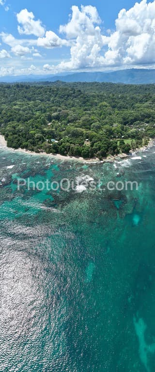 Lush tropical Caribbean Coast of Limon in Costa Rica -aerial views of Cocles, Punta Uva, Playa Chiquita and Manzanillo
