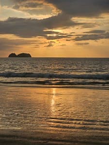 Golden hour on a tropical beach paradise.