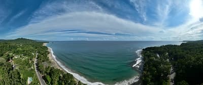 Lush tropical Caribbean Coast of Limon in Costa Rica -aerial views of Cocles, Punta Uva, Playa Chiquita and Manzanillo