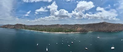 Aerial Playa Hermosa Guanacaste Coastline with Boats