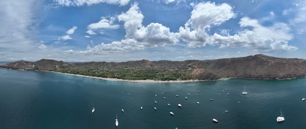 Aerial Playa Hermosa Guanacaste Coastline with Boats