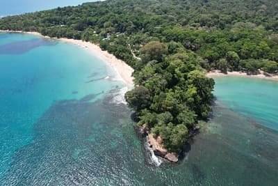 Caribbean Coast of Limon in Costa Rica -aerial views of Cocles, Punta Uva, Playa Chiquita and Puerto Viejo