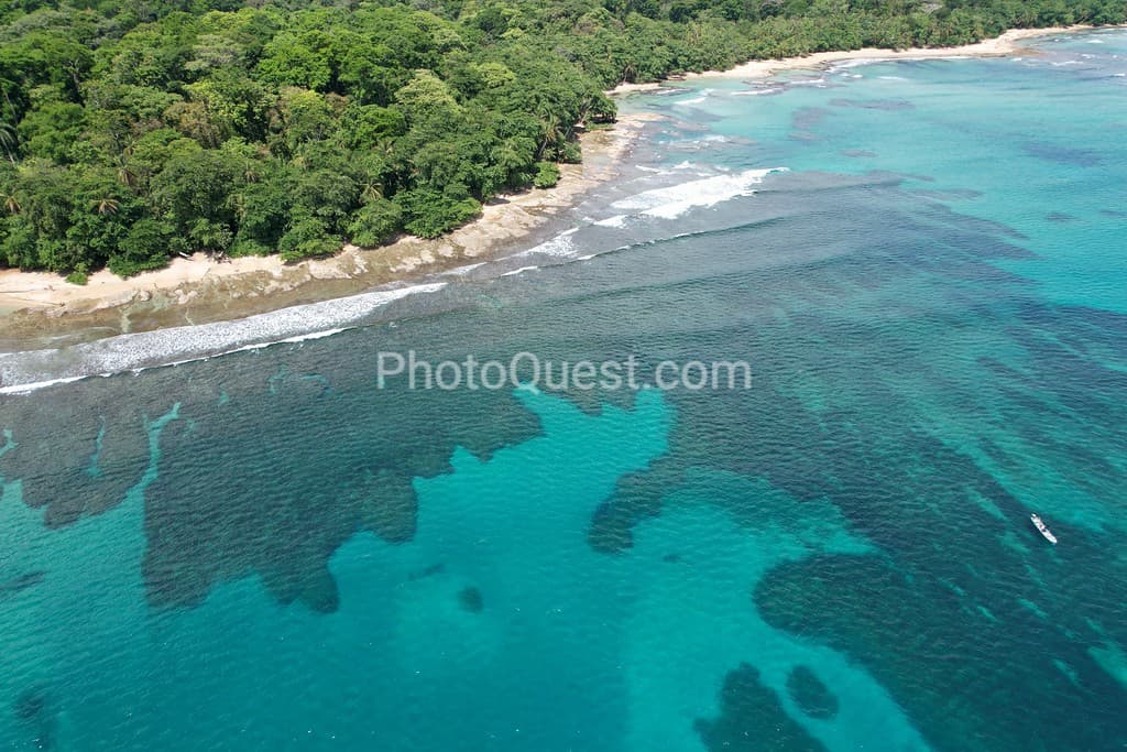 Caribbean Coast of Limon in Costa Rica -aerial views of Cocles, Punta Uva, Playa Chiquita and Puerto Viejo