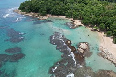 Caribbean Coast of Limon in Costa Rica -aerial views of Cocles, Punta Uva, Playa Chiquita and Puerto Viejo