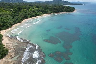 Caribbean Coast of Limon in Costa Rica -aerial views of Cocles, Punta Uva, Playa Chiquita and Puerto Viejo