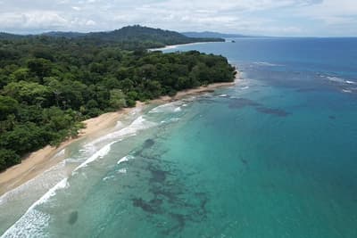 Caribbean Coast of Limon in Costa Rica -aerial views of Cocles, Punta Uva, Playa Chiquita and Puerto Viejo