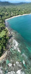 Lush tropical Caribbean Coast of Limon in Costa Rica -aerial views of Cocles, Punta Uva, Playa Chiquita and Manzanillo