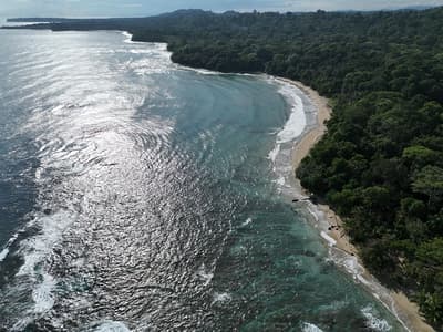 Playa Cocles and Limon beach aerial view, Costa Rica.